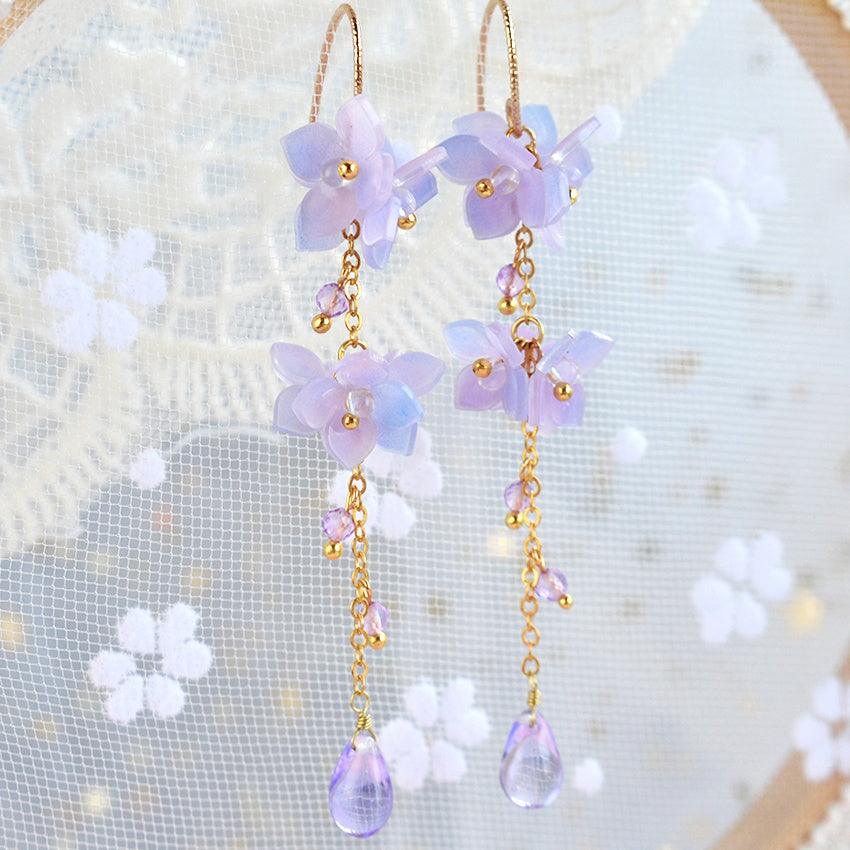 Handmade Purple Sun Flower Ear Clip Blue Purple