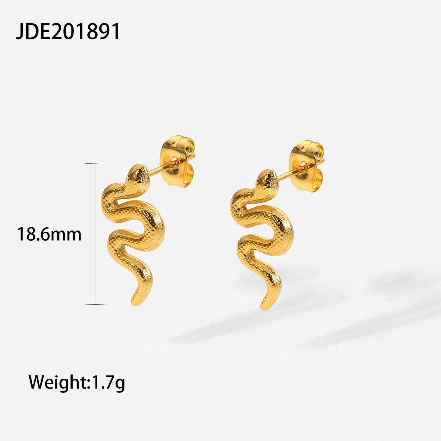 18K Gold Plated Snake Studs | Daily Wear Golden