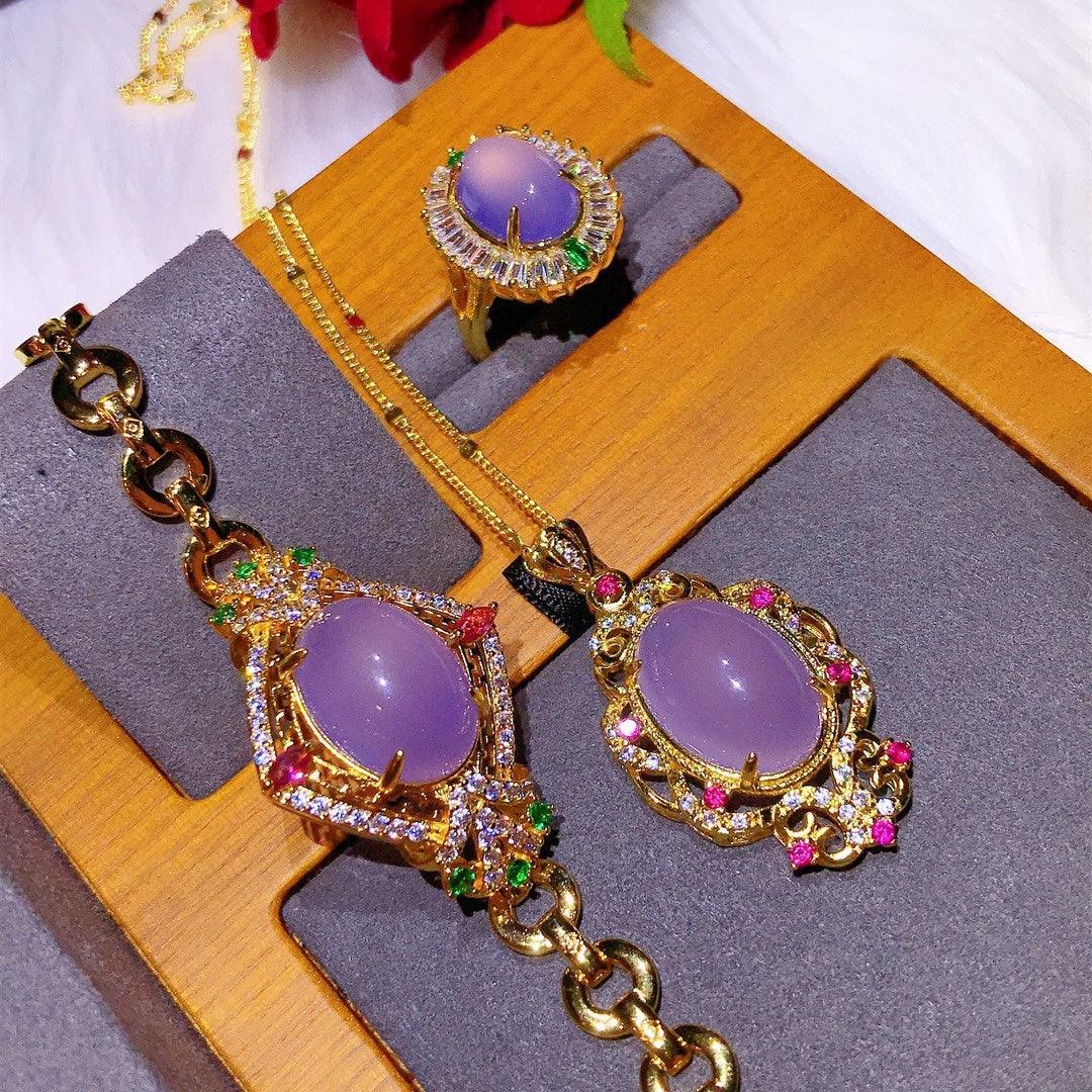 Natural Powder Chalcedony Jewelry Set | Party Collection