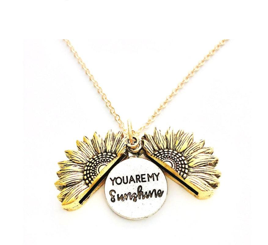 Sunflower Double Lettering Pendant Necklace | Daily Wear