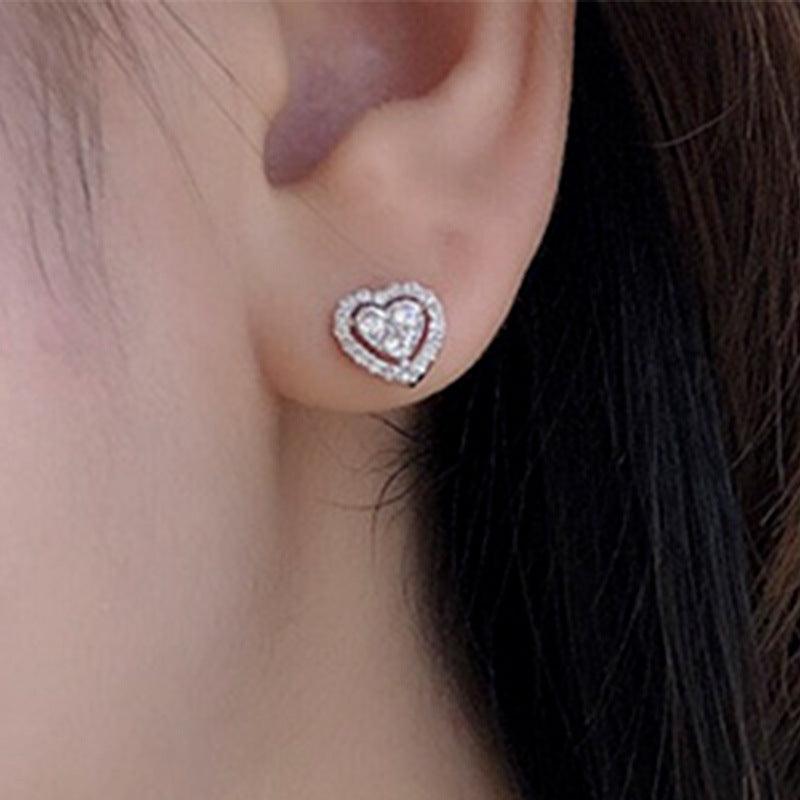 Rhinestone Love Stud Earrings | Daily Wear