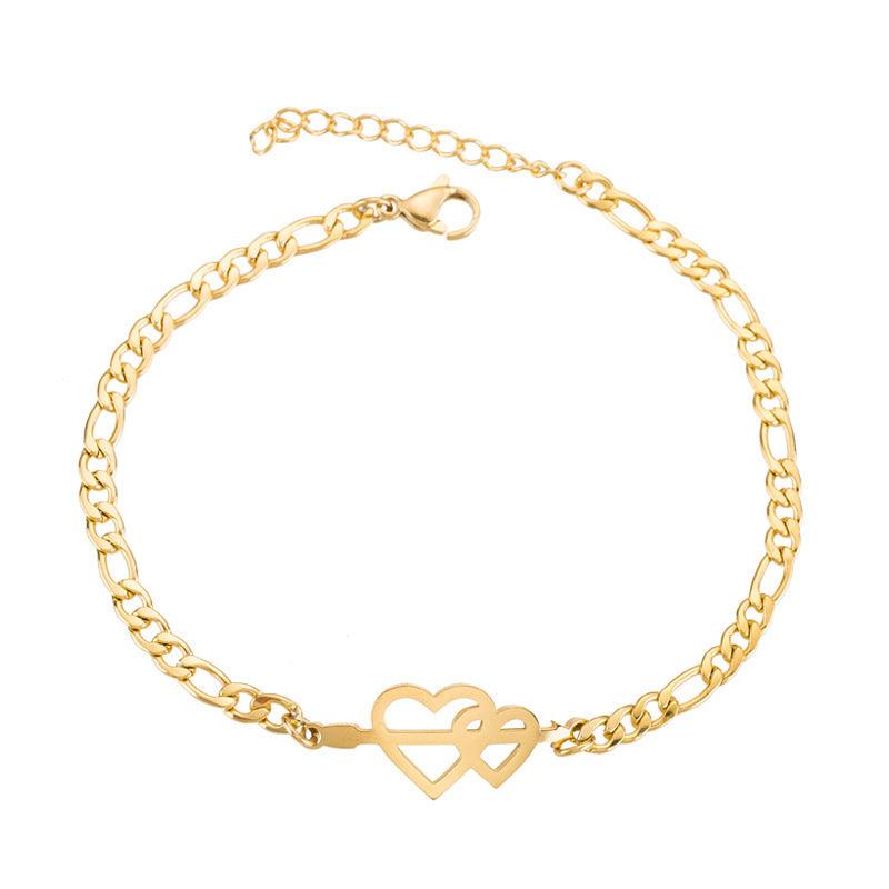 Golden Charms Bracelet For Woring Women Two love
