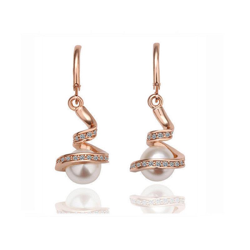 Twisted Snake Pearl Jewelry Set | Daily Wear Earrings Glod white