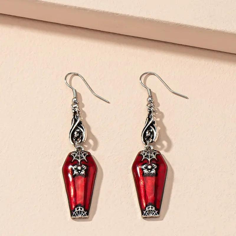 Red Bat Spider Retro Earrings | Daily Wear Red