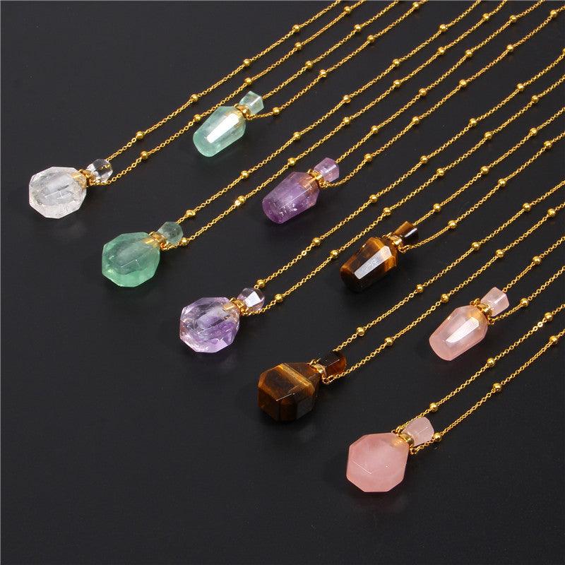 Perfume Bottle Crystal Pendant Necklace | Women's Jewelry