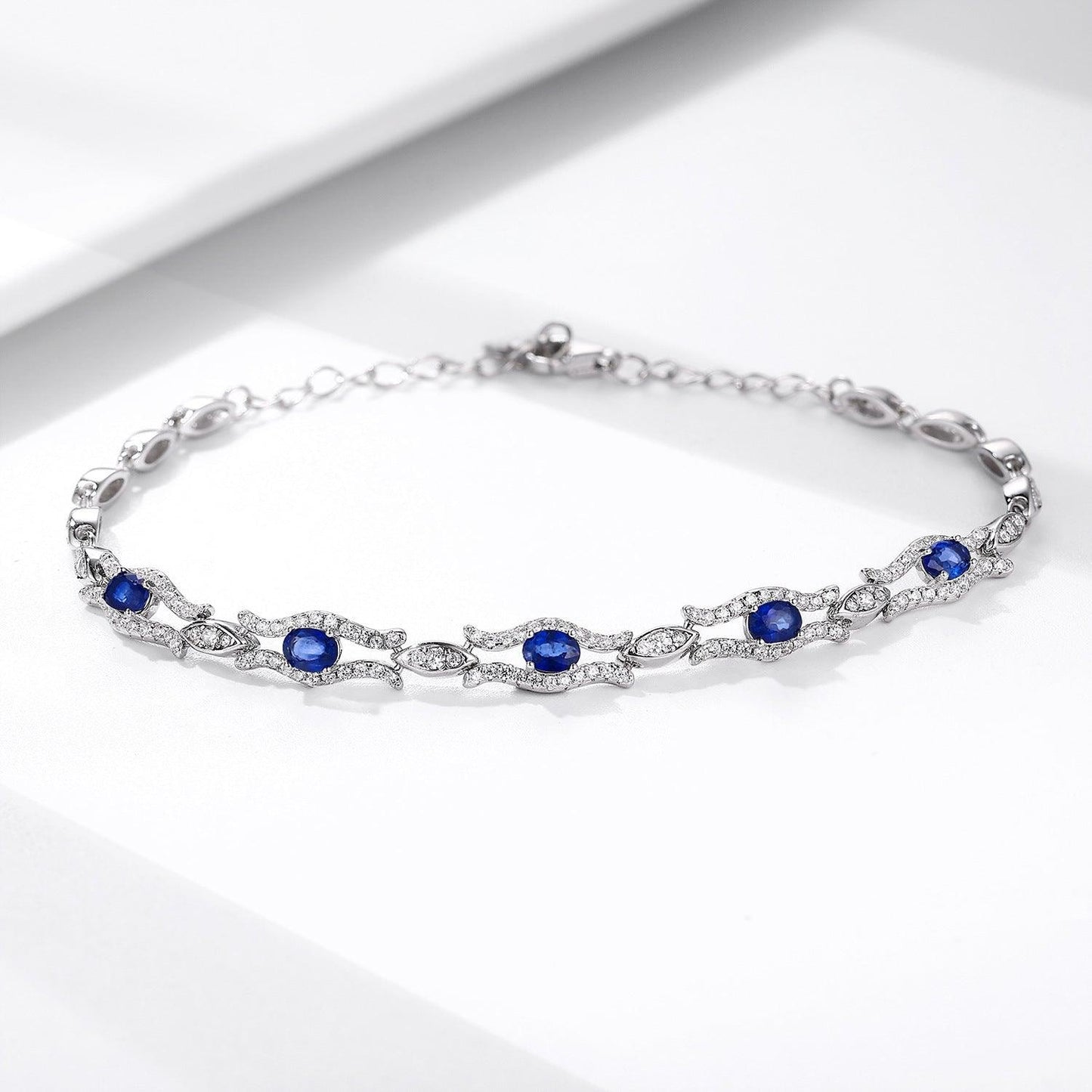 Natural Sapphire S925 Sterling Silver Bracelet | Daily Wear