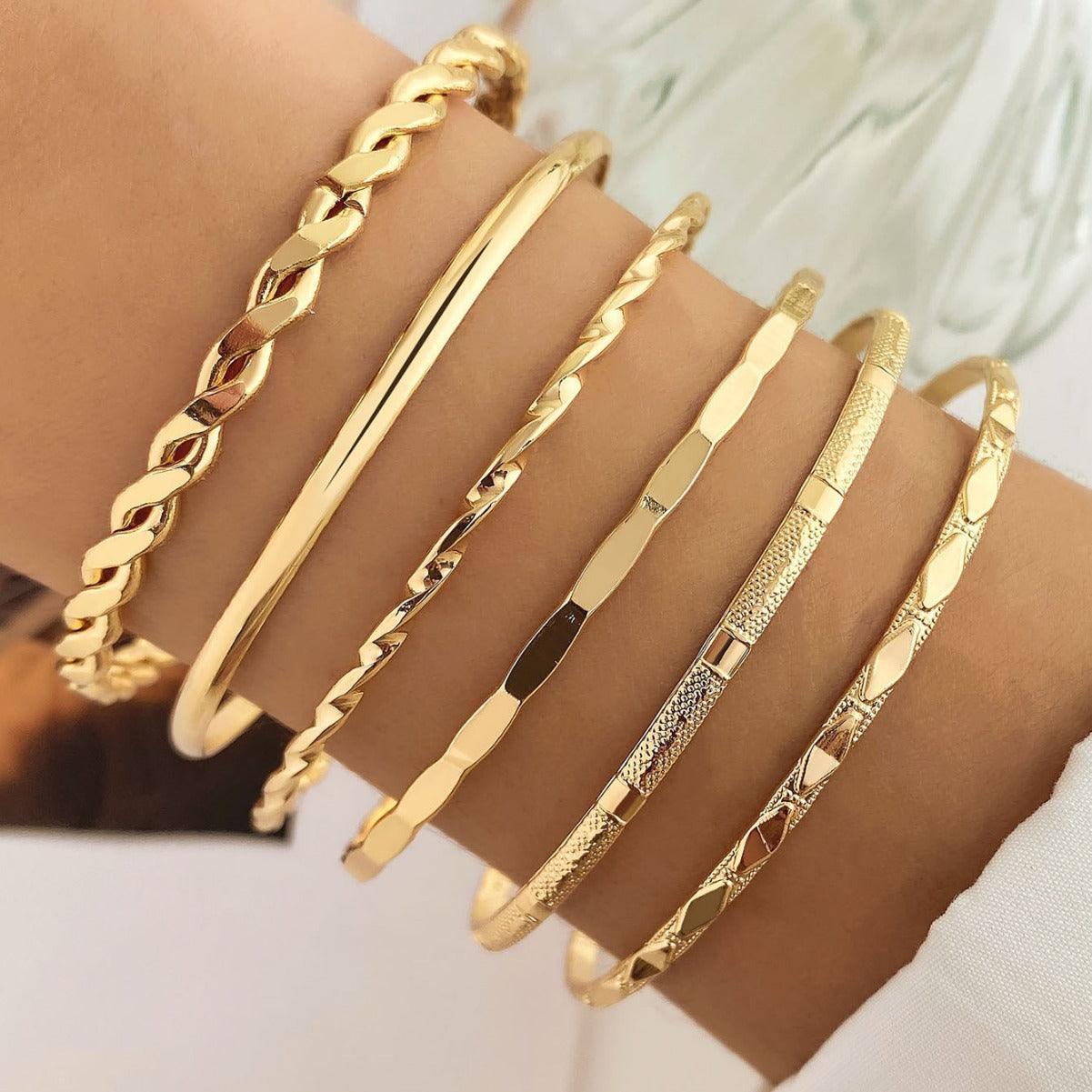 Bohemian Metal Geometric Bracelet Set | Fashion Collection