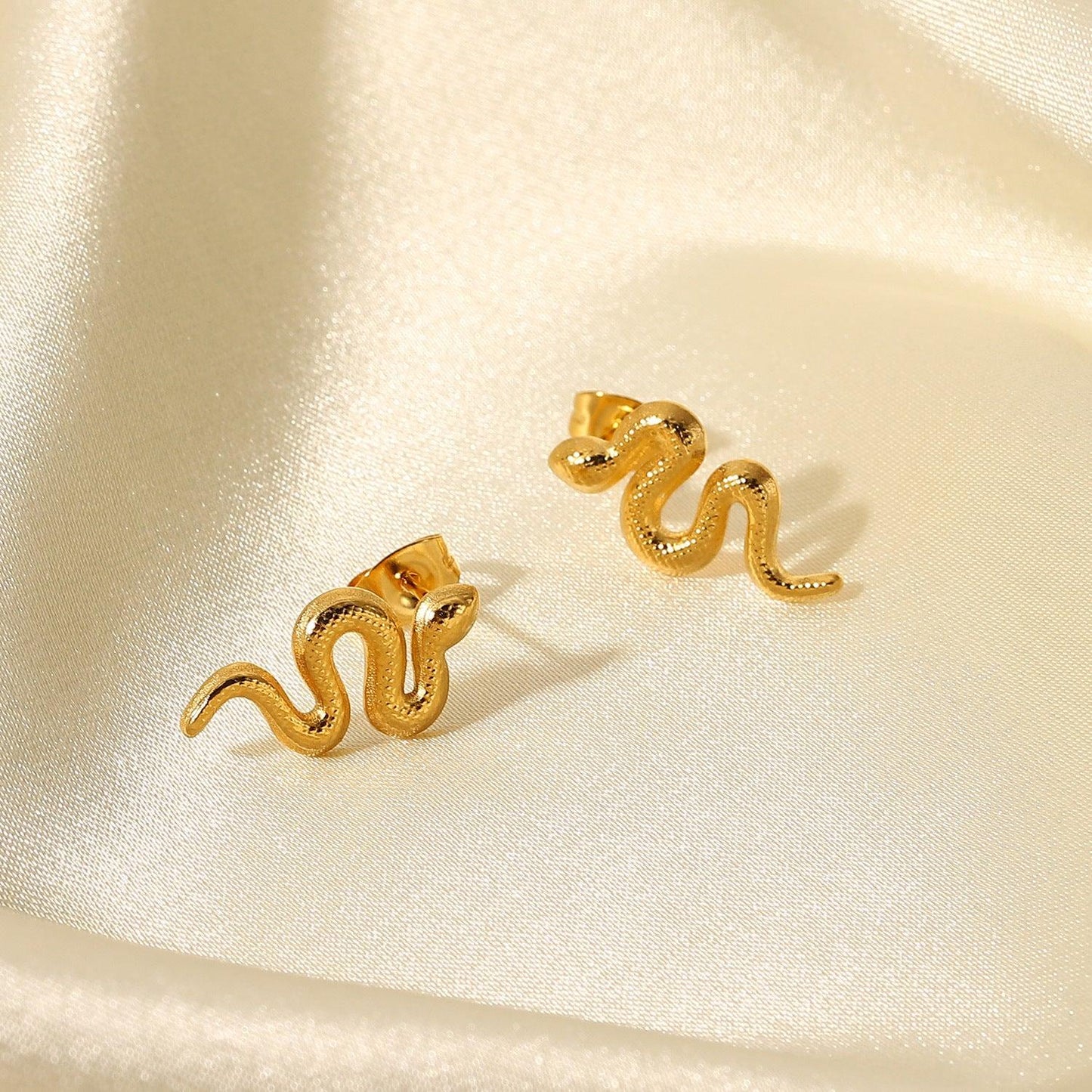 18K Gold Plated Snake Studs | Daily Wear