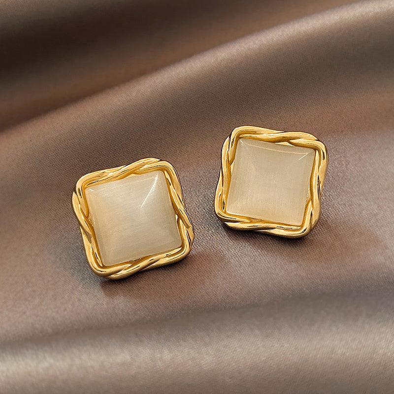 High Sense Opal Sun Flower Earrings Fashion Jewelry Square large