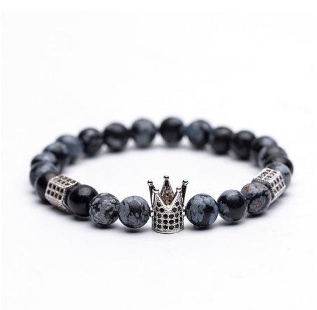 Natural Stone Micro Crown Copper Bracelet O
