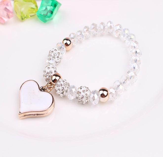 Elastic Crystal Heart Bracelet | Fashion Jewelry White