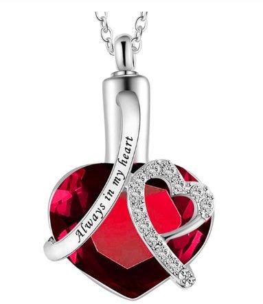 Heart-Shaped Pendant And Perfume Bottle Necklace Red