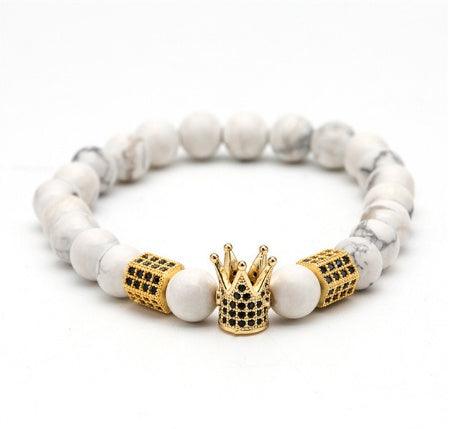 Natural Stone Micro Crown Copper Bracelet L