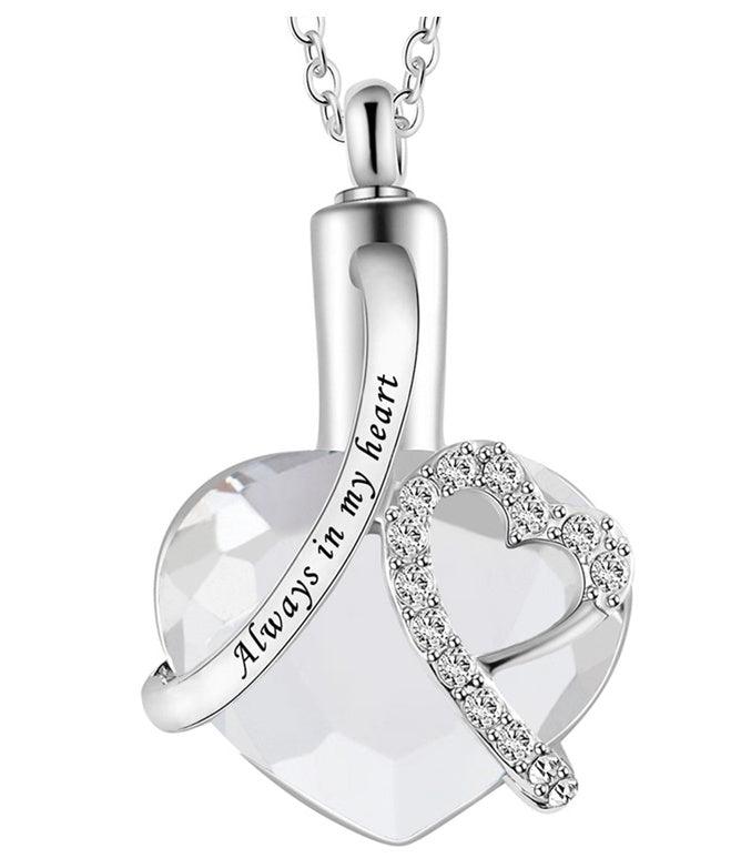 Heart-Shaped Pendant And Perfume Bottle Necklace Grey
