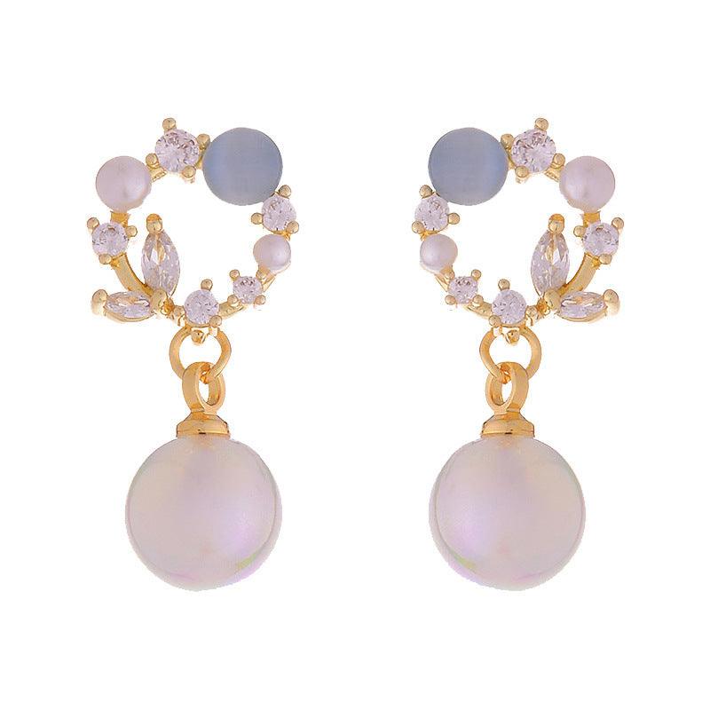 High-Grade Blue Opal Fairy Fish Ji Pearl Stud | Daily Wear