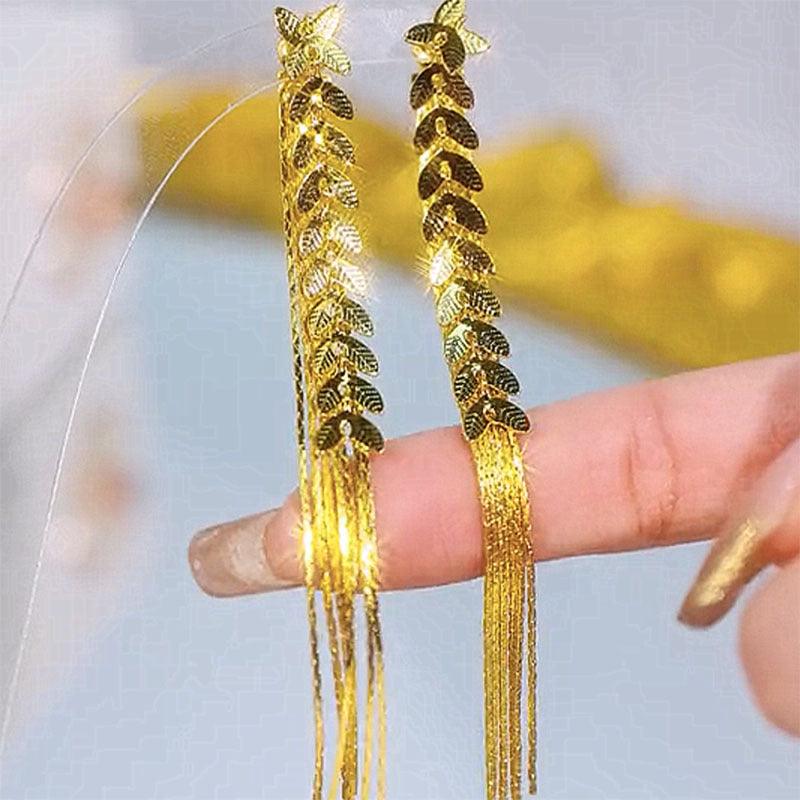 Wheat Long Fringe Earrings | Daily Wear