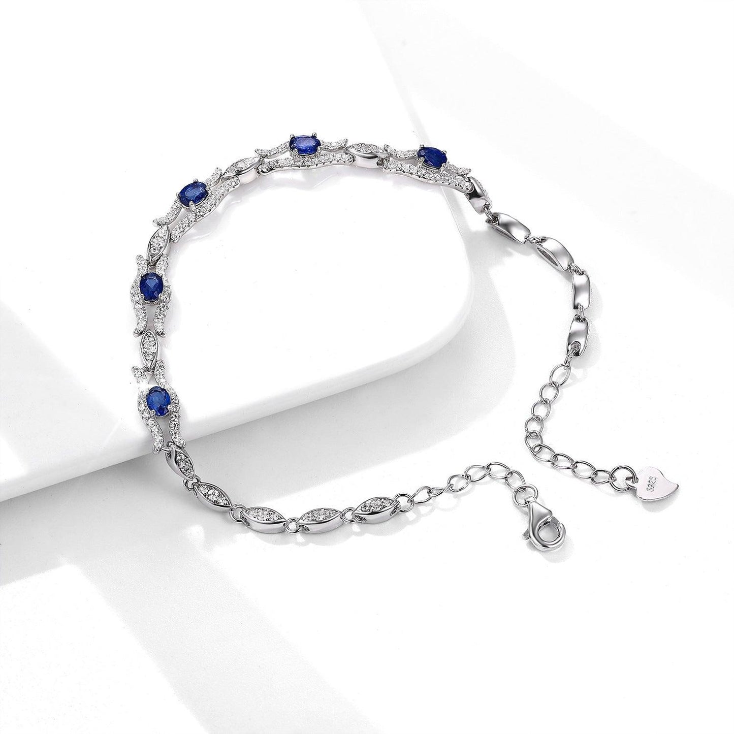 Natural Sapphire S925 Sterling Silver Bracelet | Daily Wear