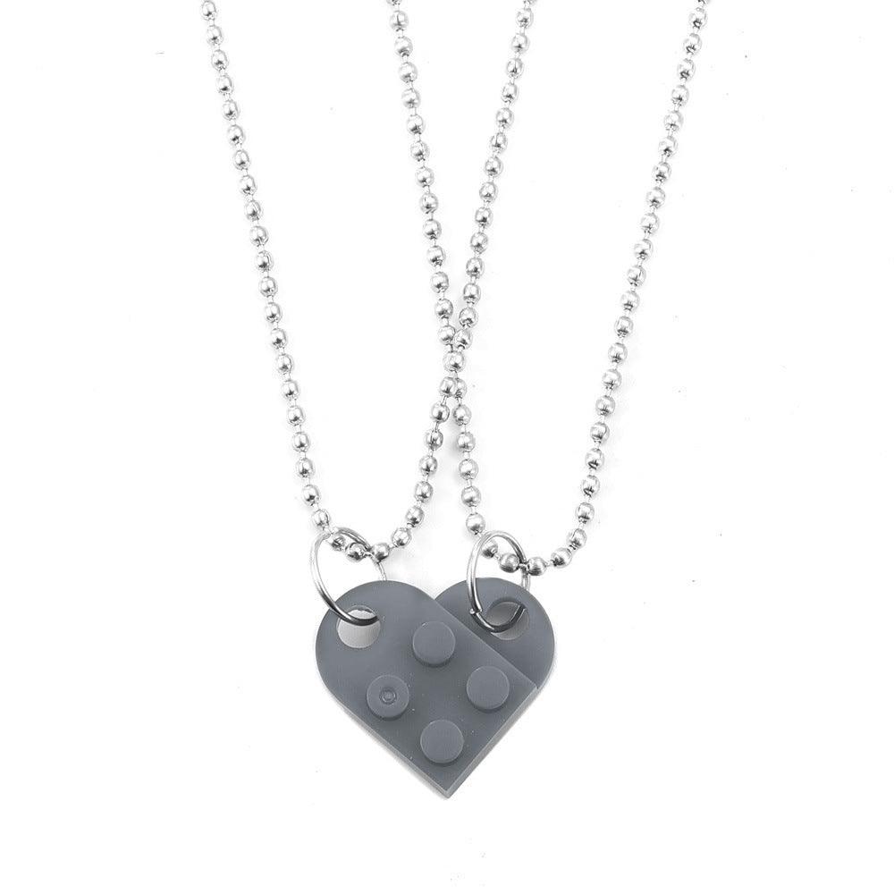 Stitching Heart Necklace | Fashion Wear Grey