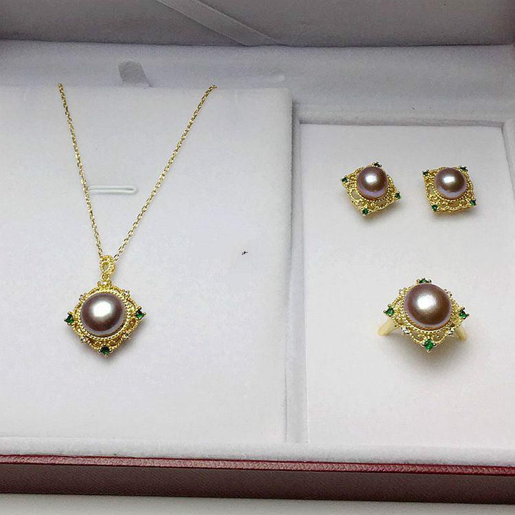 Freshwater Pearl Jewelry Set | Daily Wear Purple 8-11 mm