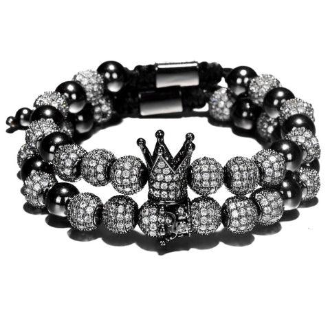 Luxurious Bracelets with Charms For Boyfriend | Fashion Collection Crown Set Black