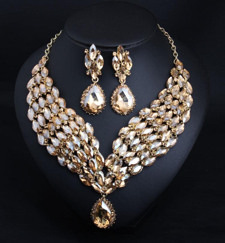 African Crystal Jewelry Set | Party Wear Champagne