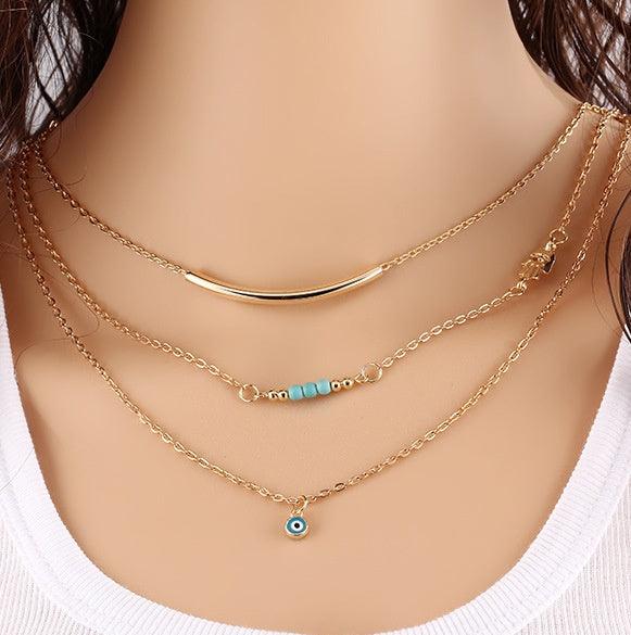 Double-layer Triangle Multi-layer Necklace | Daily Wear 3 Turquoise