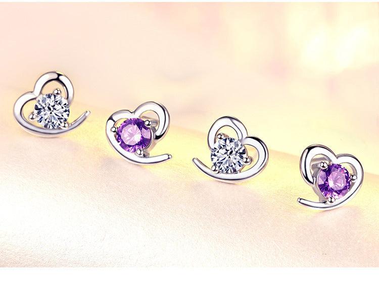 Zircon Heart Earrings Fashion Jewelry