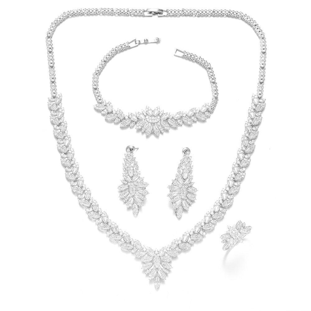 Zircon Bridal Tassel Jewelry Set | Party Wear White