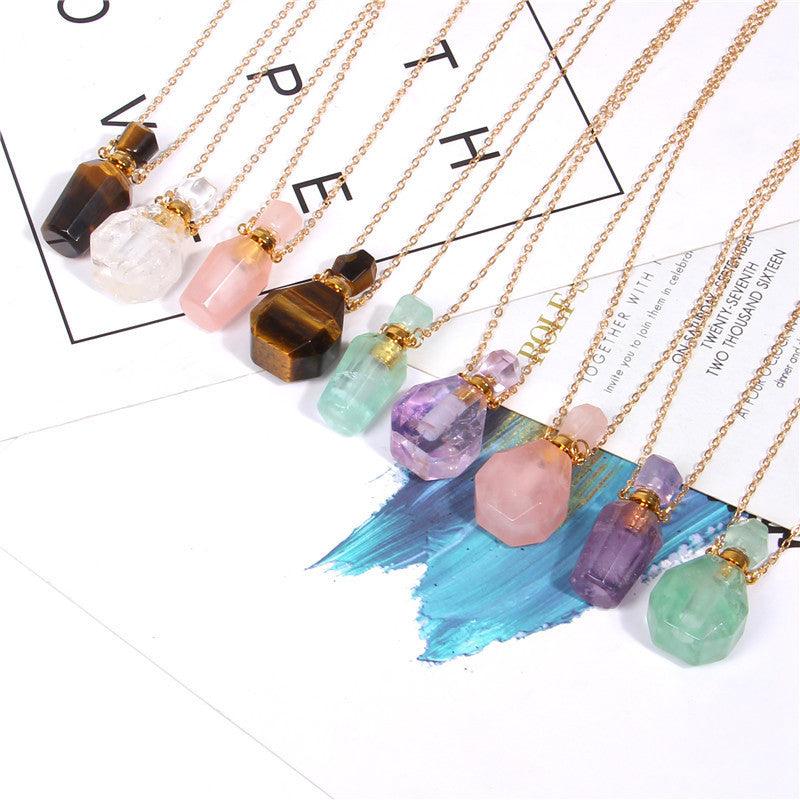 Perfume Bottle Crystal Pendant Necklace | Women's Jewelry
