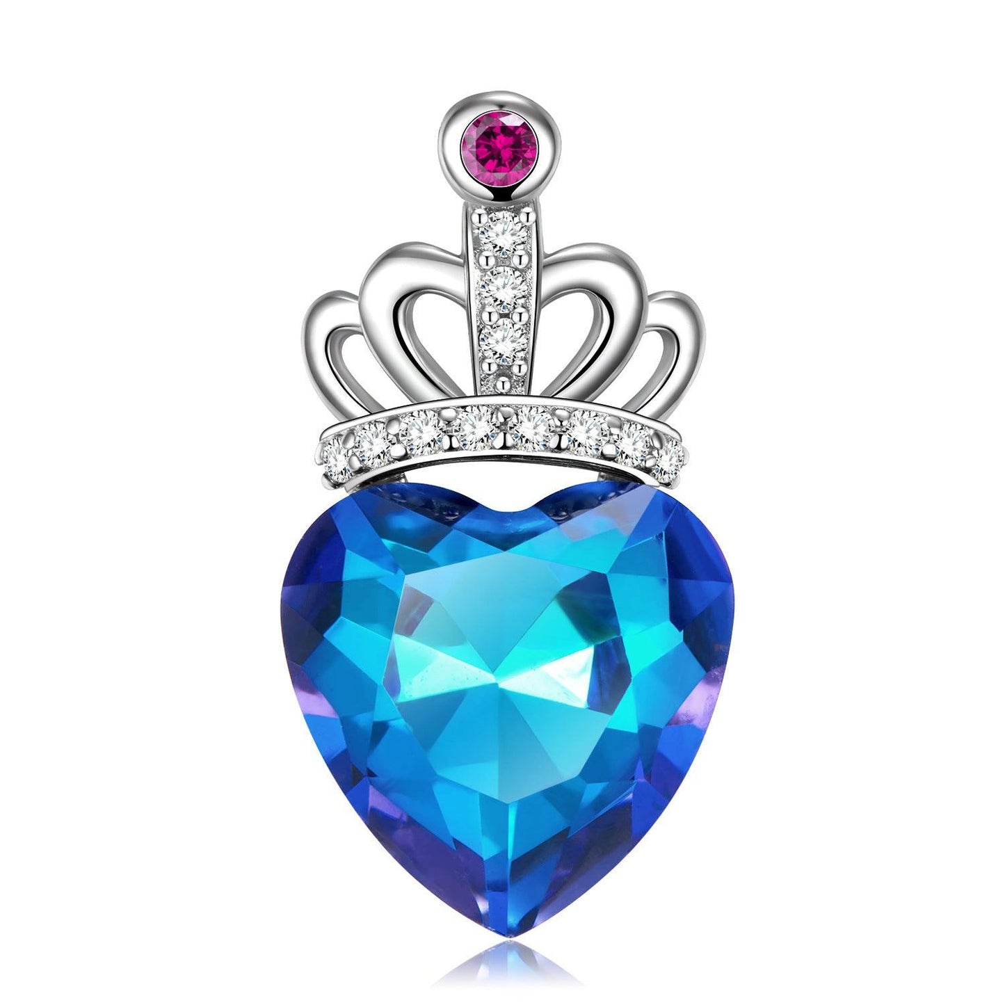 S925 Silver Peach Heart Crown Necklace | Daily Wear A