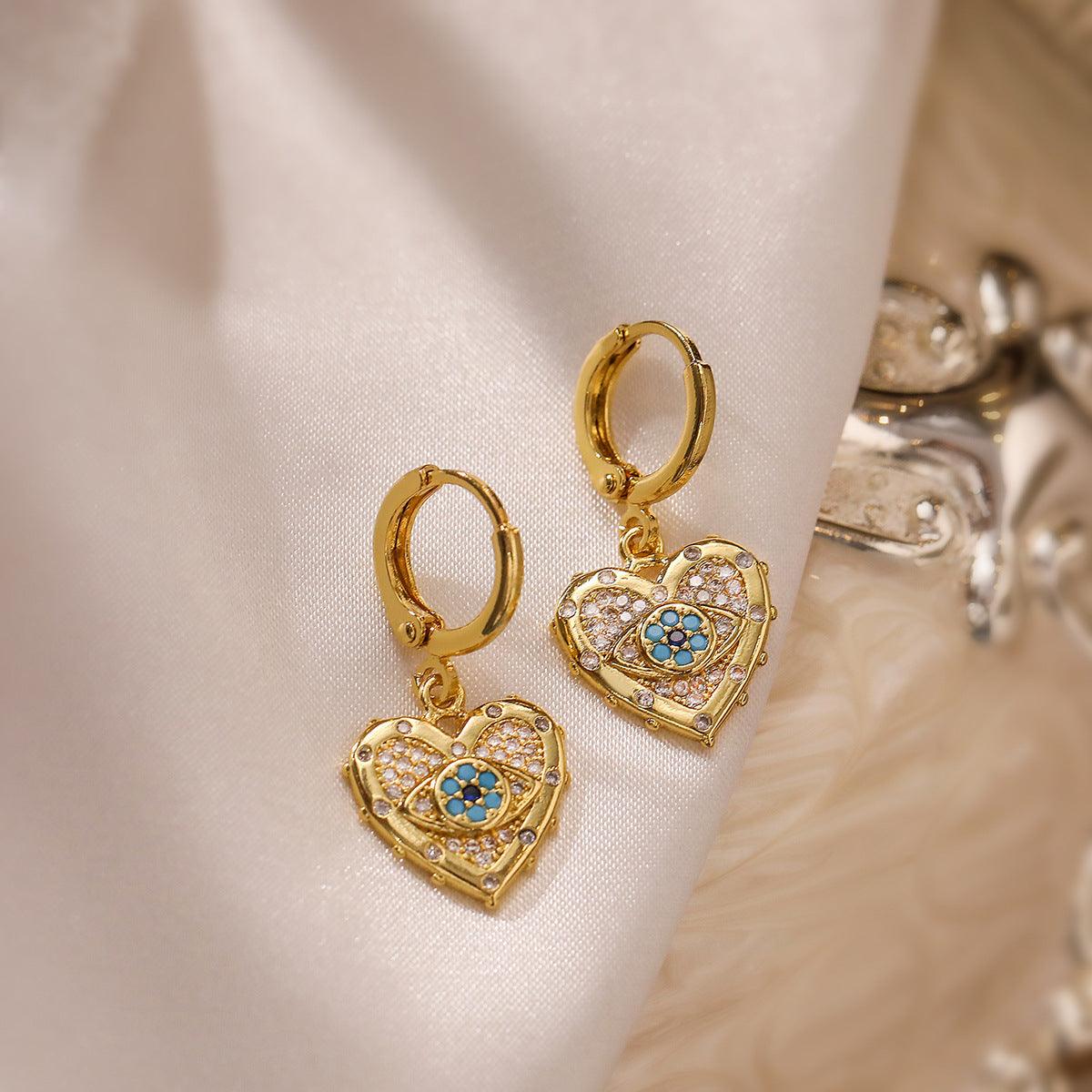 Golden Heart-shaped Zircon Set | Daily Wear B