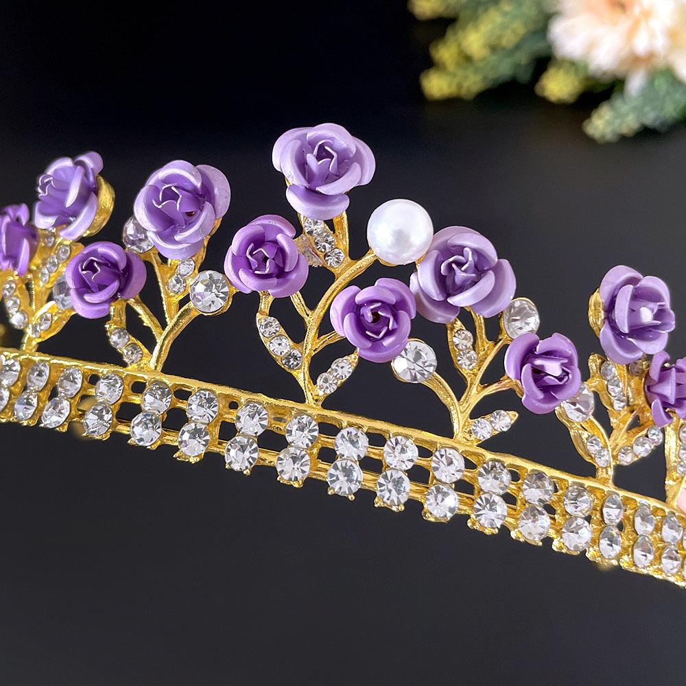 Purple Rose Crystal Crown | Bridal Wear