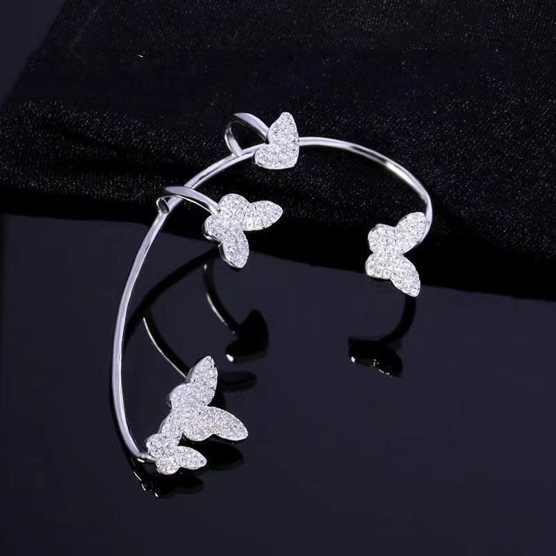 Sparkling Butterfly Ear Clips | Daily Wear A Silver Right Q1pcs