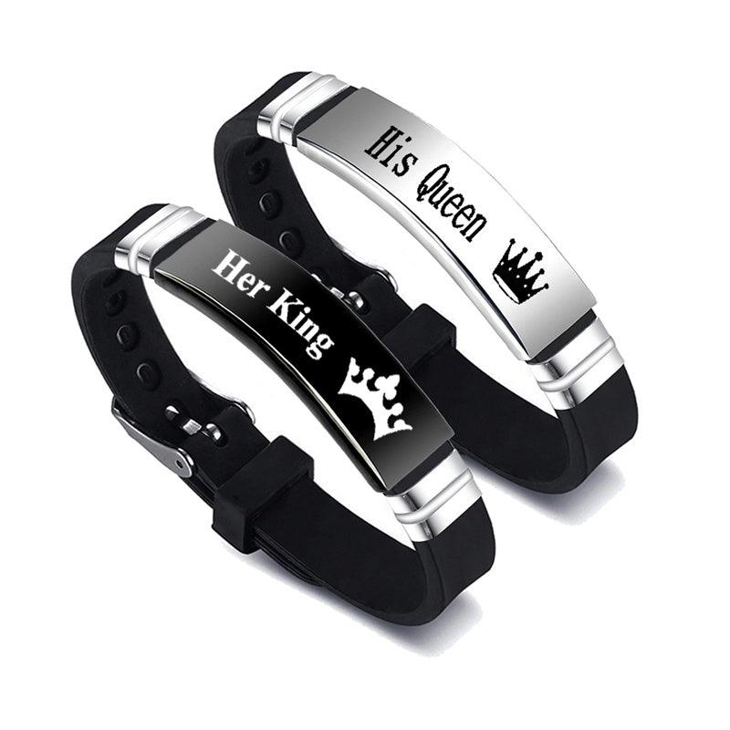 Silver Her King His Queen Couple Bracelets | Fashion Collection 7