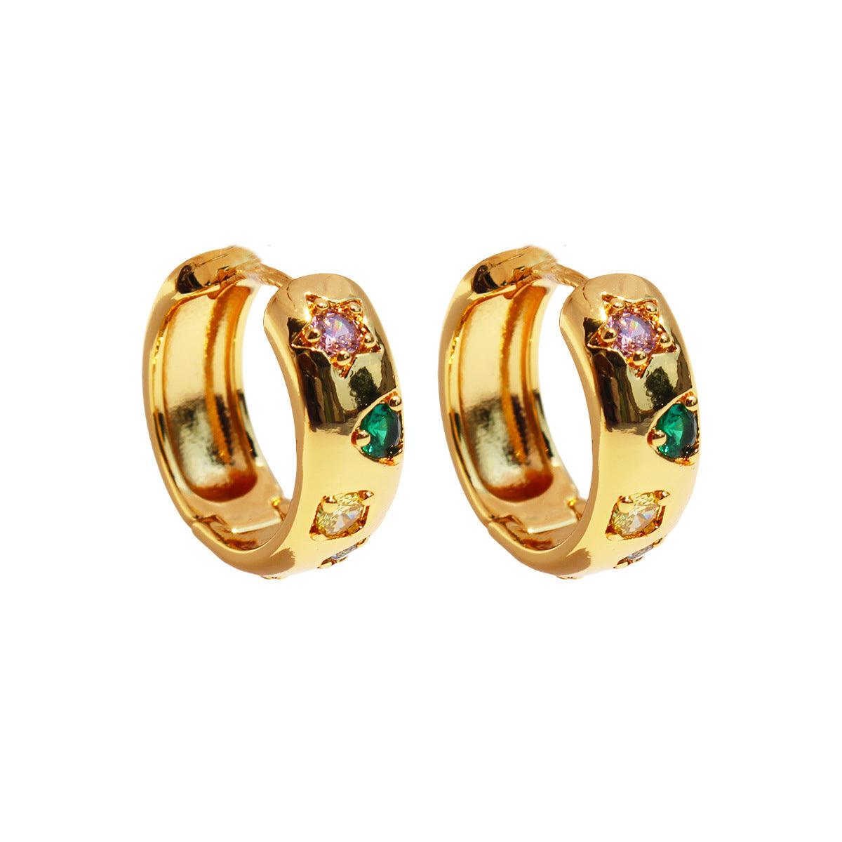 French Retro Colored Zircon Earrings Ear pendants