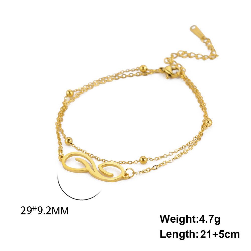 Bohemian Infinite Double Layer Anklet | Beach Wear Gold