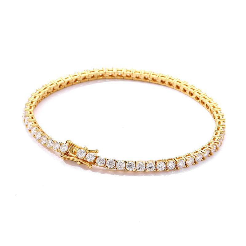 S925 Sterling Silver Moissanite Tennis Bracelet | Daily Wear Yellow Gold