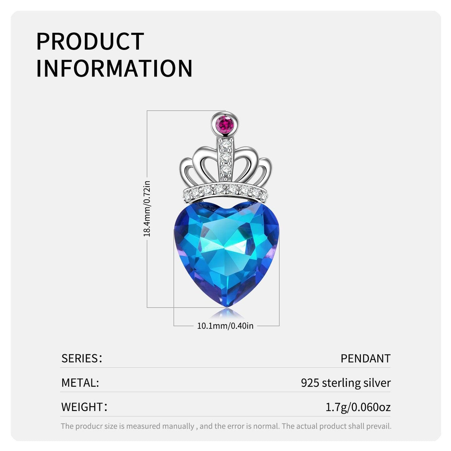 S925 Silver Peach Heart Crown Necklace | Daily Wear