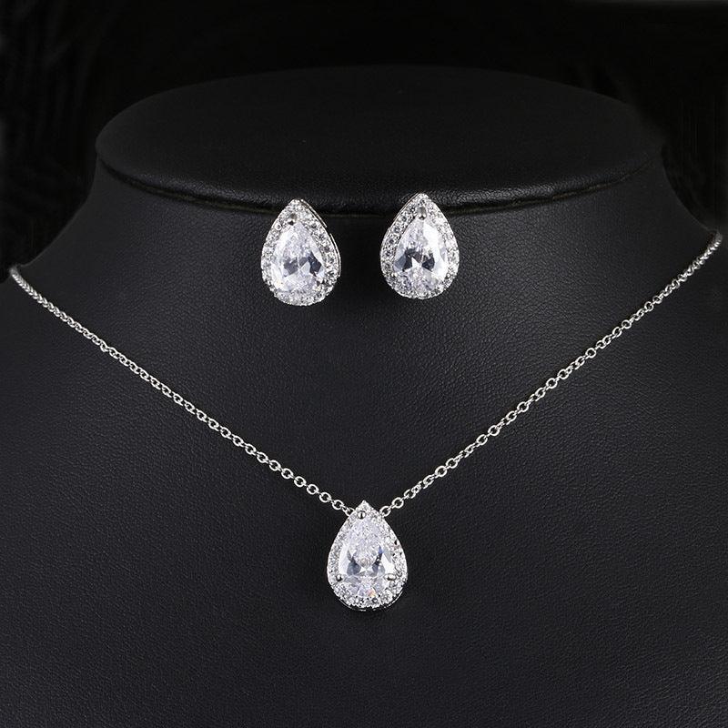 Water Drops Gemstone Jewelry Set Platinum