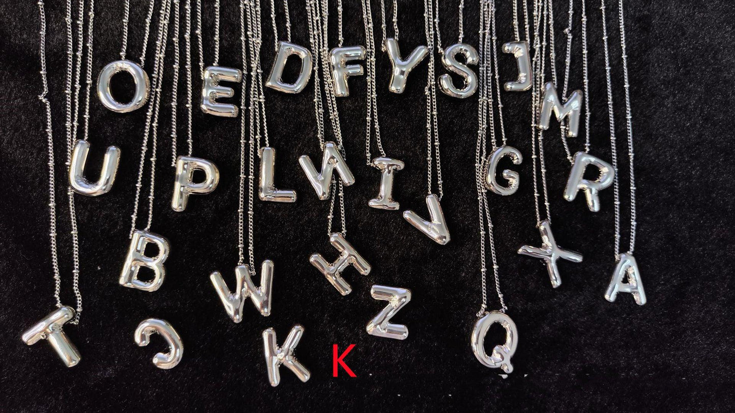 Glossy Letters Pendant Necklace | Fashion Wear K Silvery