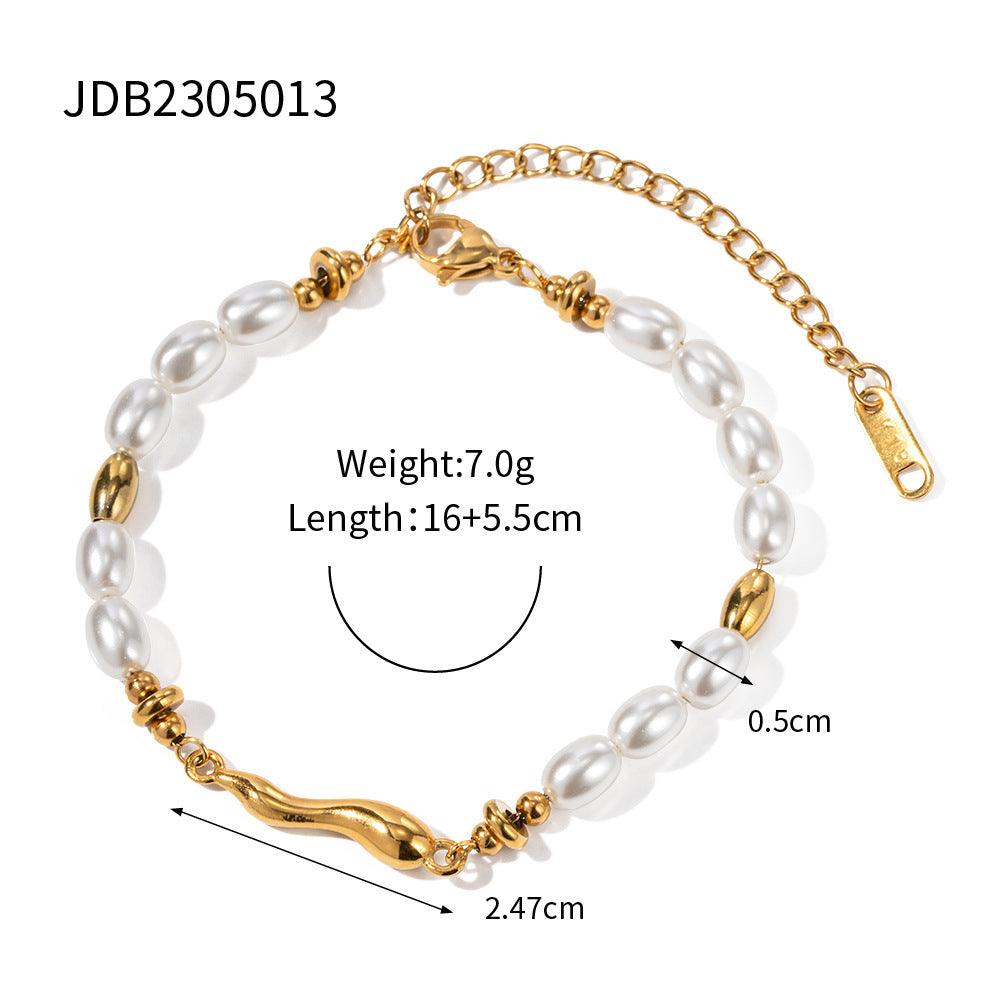 Twin Pearl Bracelet For Daily Wear | BoldlyBeautifuls Gold Pearl - D