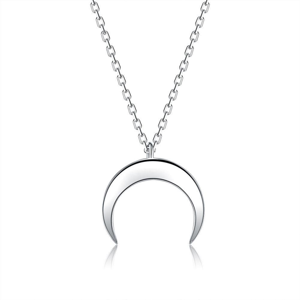 Moon Pendant Clavicle Chain In Sterling Silver | Daily Wear