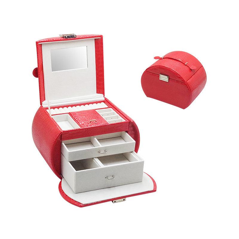 High-end Leather Jewelry Storage Drawer | Jewelry Storage Red
