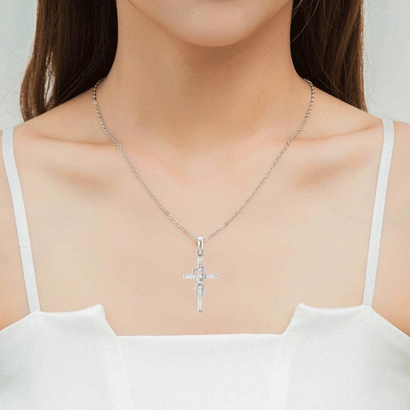 Eight-Character Diamond Cross Necklace