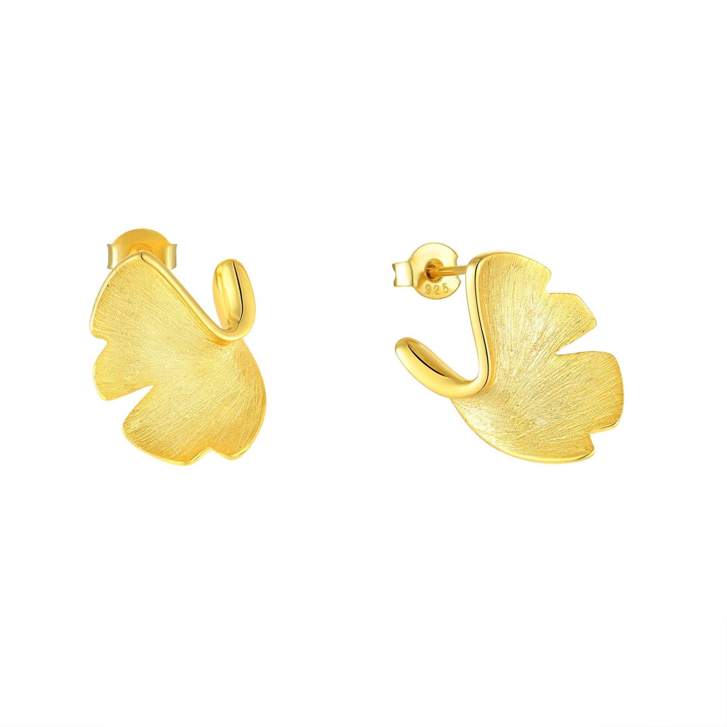 Ginkgo Biloba Style Gold Plated Studs | Daily Wear