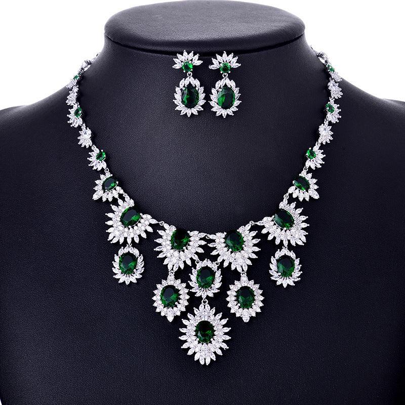 Colorful Zircon Bridal Wedding Set | Wedding Collection Green