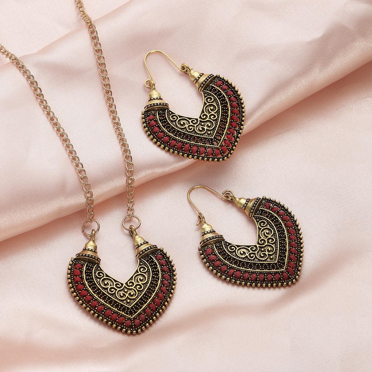 Colored Rope - Earrings Necklace Two-Piece Set