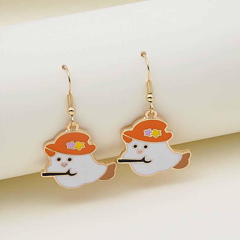 Cute Pumpkin Spooky Oil Drip Alloy Earrings
