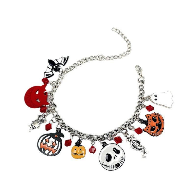 Pumpkin Skull with Halloween Bracelet | Halloween Collection Silver