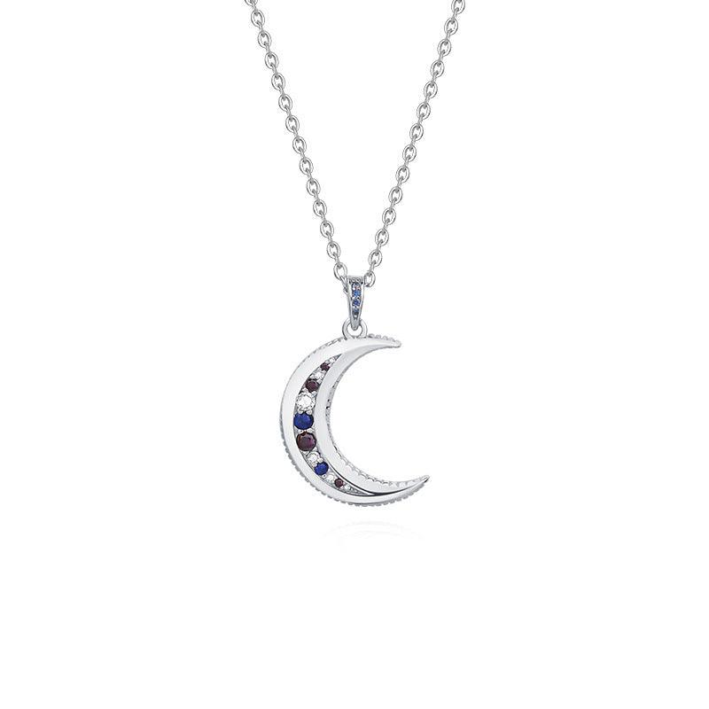 925 Sterling Silver Moon Necklace 2025 - Daily Wear White Gold Color 925 Silver